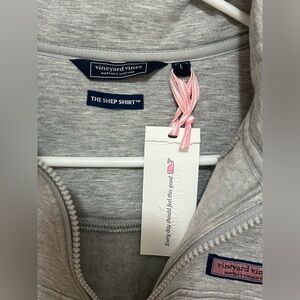 Vineyard Vines Heather Gray Shep Shirt with Pink Zipper